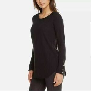 Chaser Womens Black Waffle Thermal Top Shirt Long Sleeve Size Small